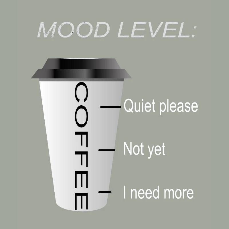 Stimmungsniveau auf einer Kaffeetasse