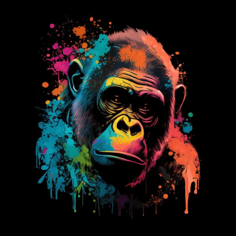 Colorful Gorilla Splash Art Expression
