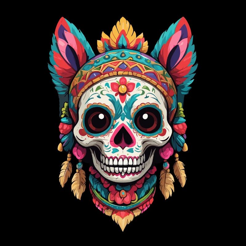 Iconic Sugar Skull Mexico Cat Aesthetic