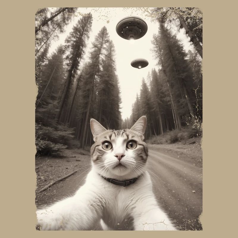 Katzen Selfie Mit Außerirdischem Raumschiff