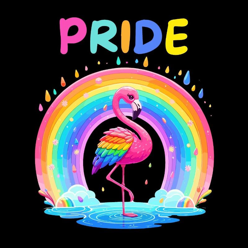 Flamingo Rainbow Pride Mois de la fierté LGBTQ Divers Love