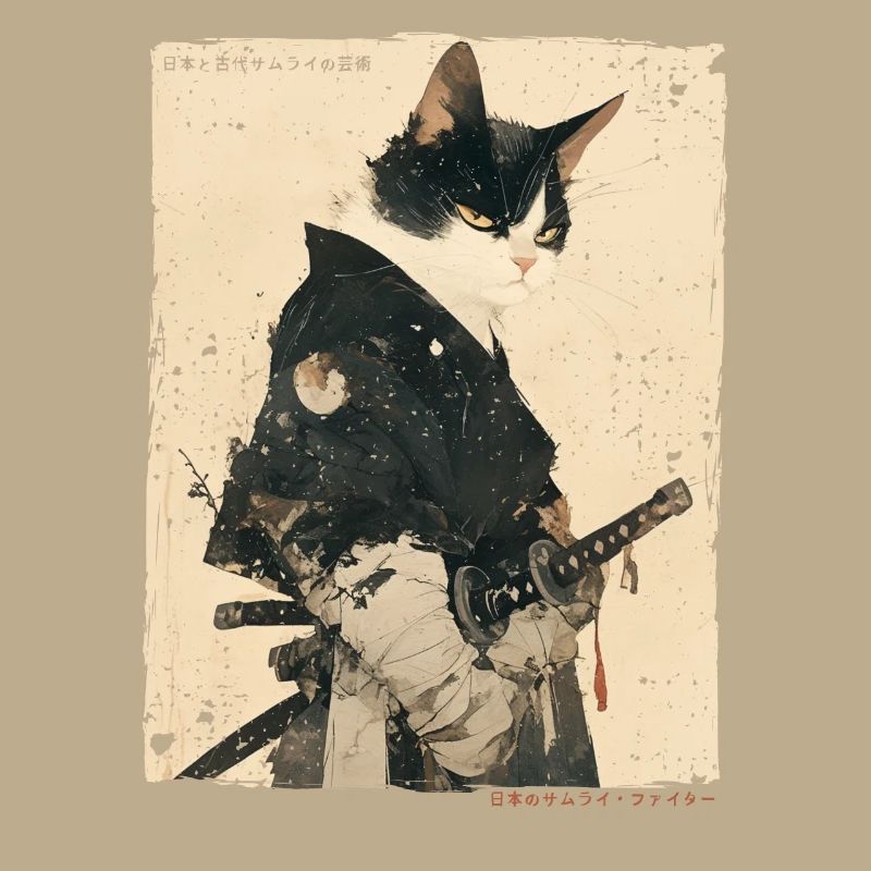 Samurai Cat Kawaii Japanese Ninja Cat