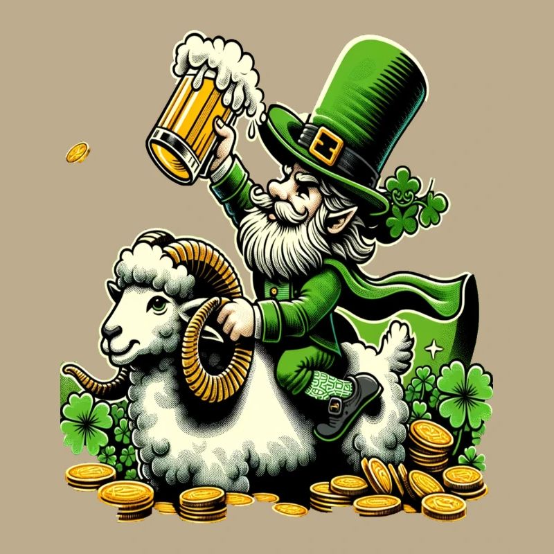 Widder reitender Leprechaun (Irischer Kobold)