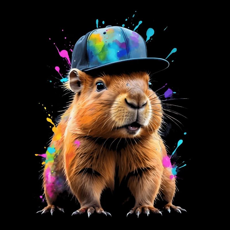 Capybara Snapback Cap Imprimé Animal Coloré