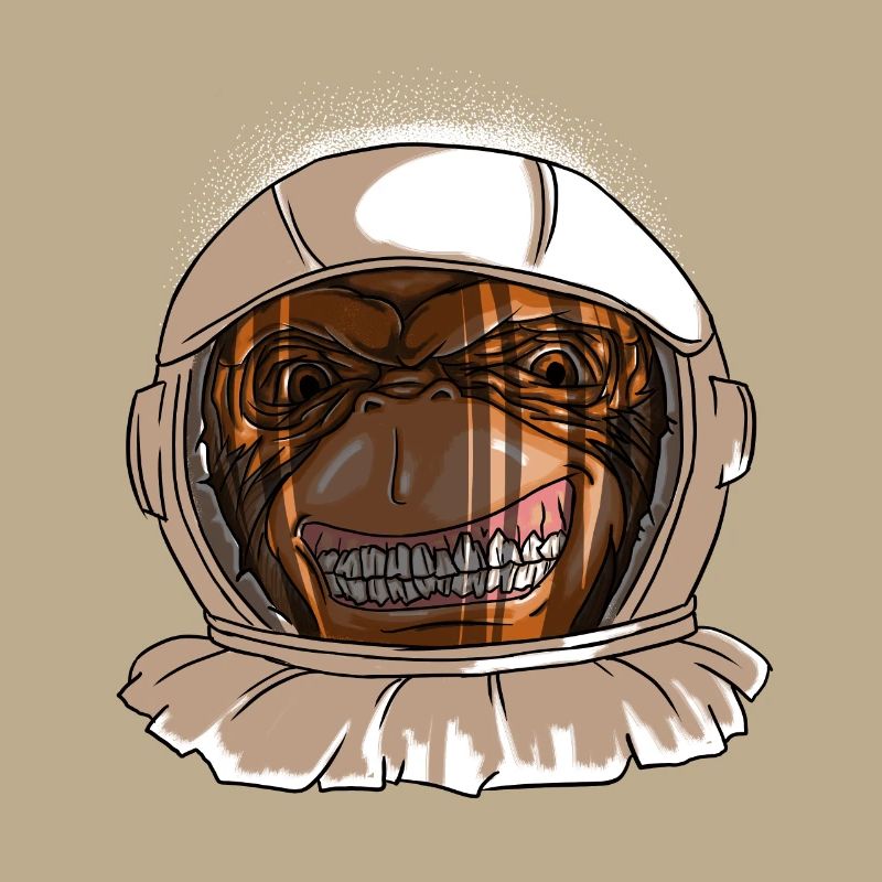 Astronaute Tête de Singe Drôle Soignant Singe de l’Espace