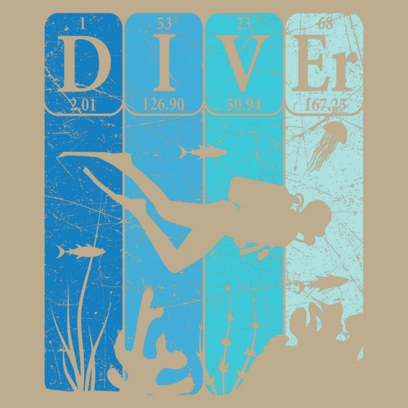 Scuba Diver Periodensystem Elemente Retro