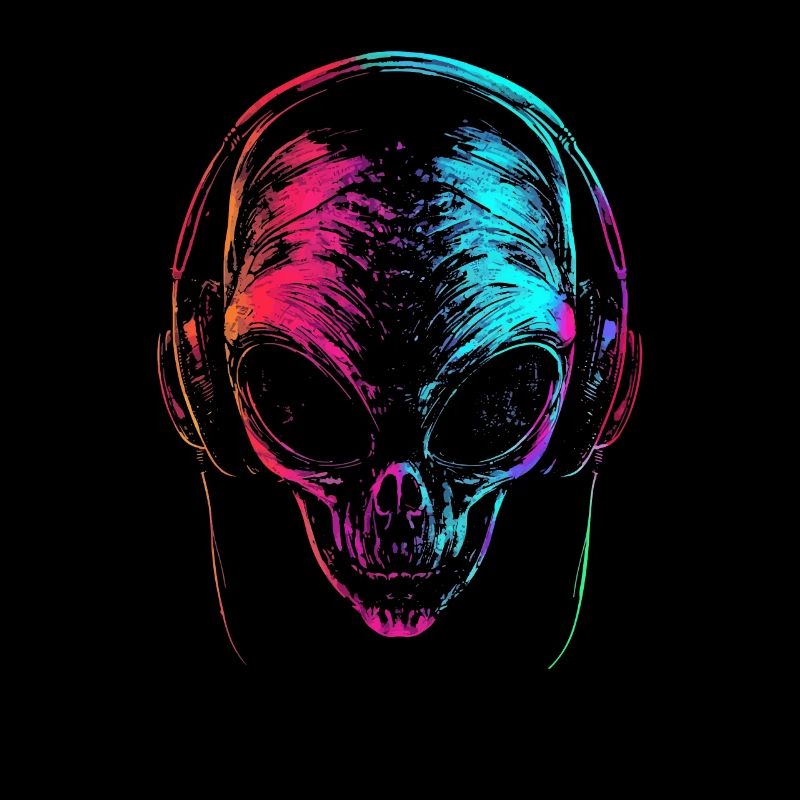 Alien DJ mit Kopfhörer Festival Außerirdischer UFO