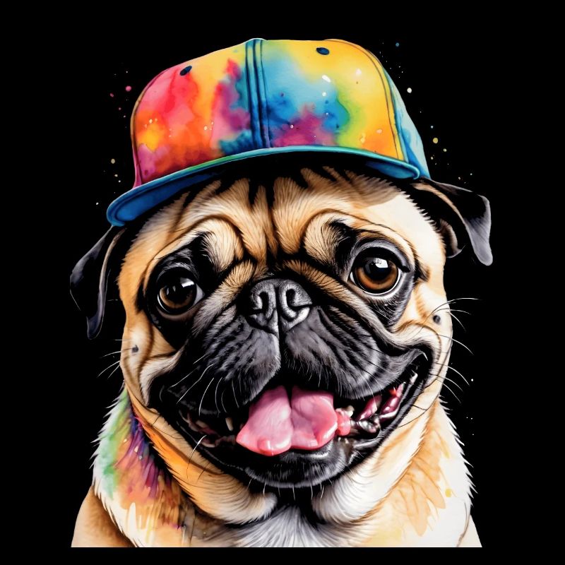 Carlin Snapback Cap Chien Coloré Drôle Design Imprimer