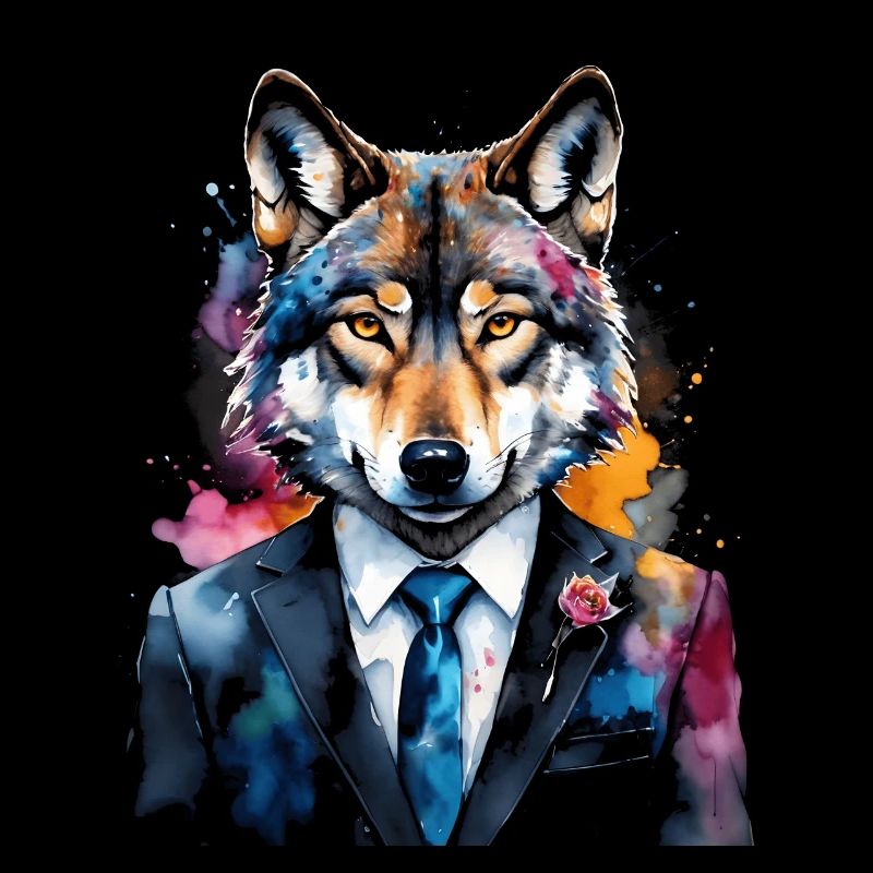 Wolf Anzug Bunt Tier Design Print