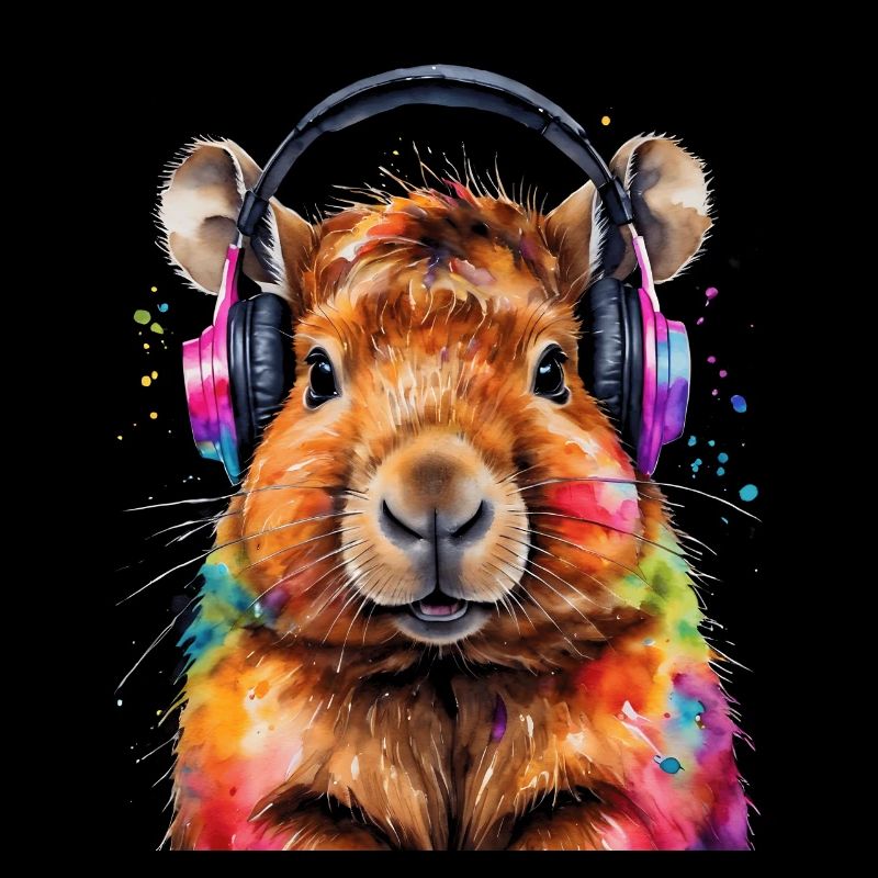 Capybara Kopfhörer Capy Bunt Tier Design Print