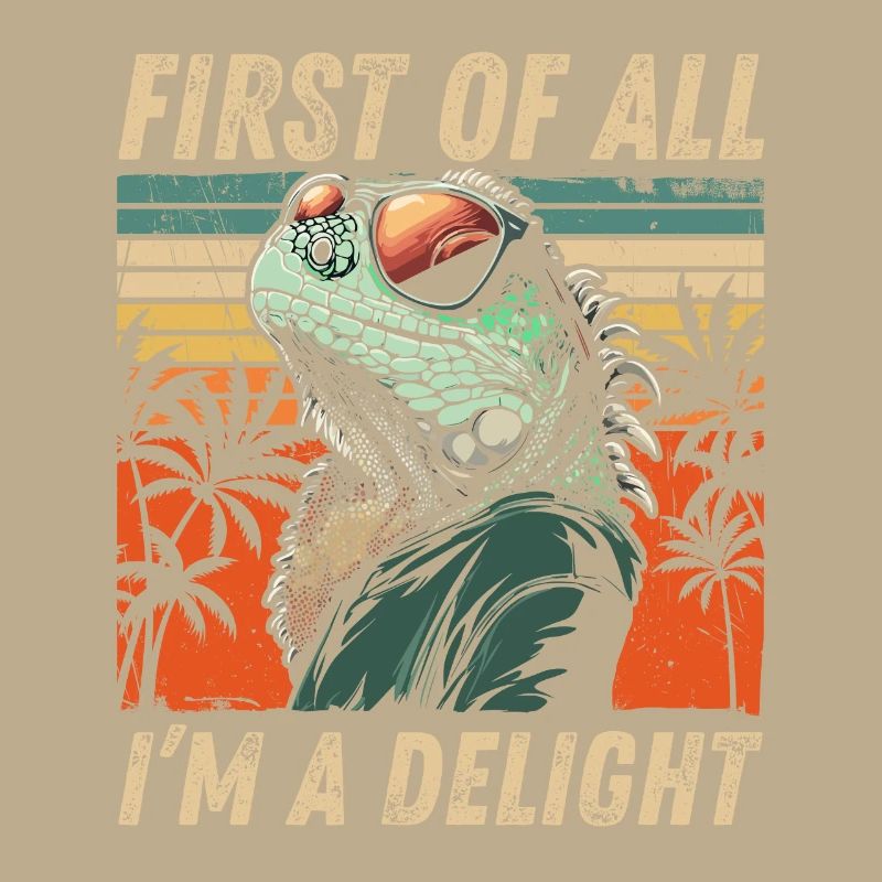 Iguane effronté - Rétro Sunset Palm Tree Design