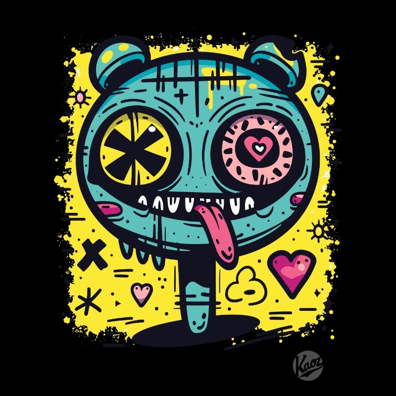 Créature monstre graffiti super cool avec des cœurs