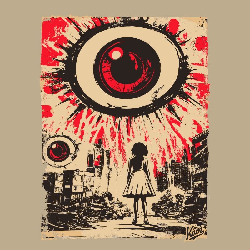 Vision apocalyptique avec œil rouge