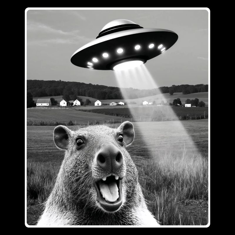 Capybara Selfie mit Alien UFO Lustiges Capybara Geschenk