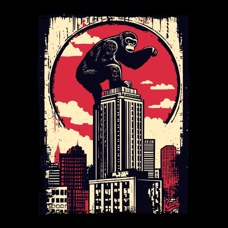 Funny chimpanzee climbs skyscraper