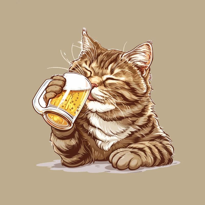 Cute Cat Drinking Beer 2