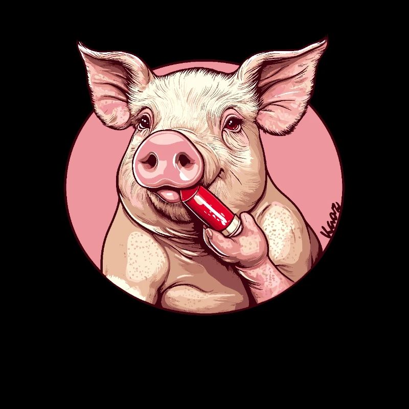 Le cochon se maquille – rouge à lèvres et glamour