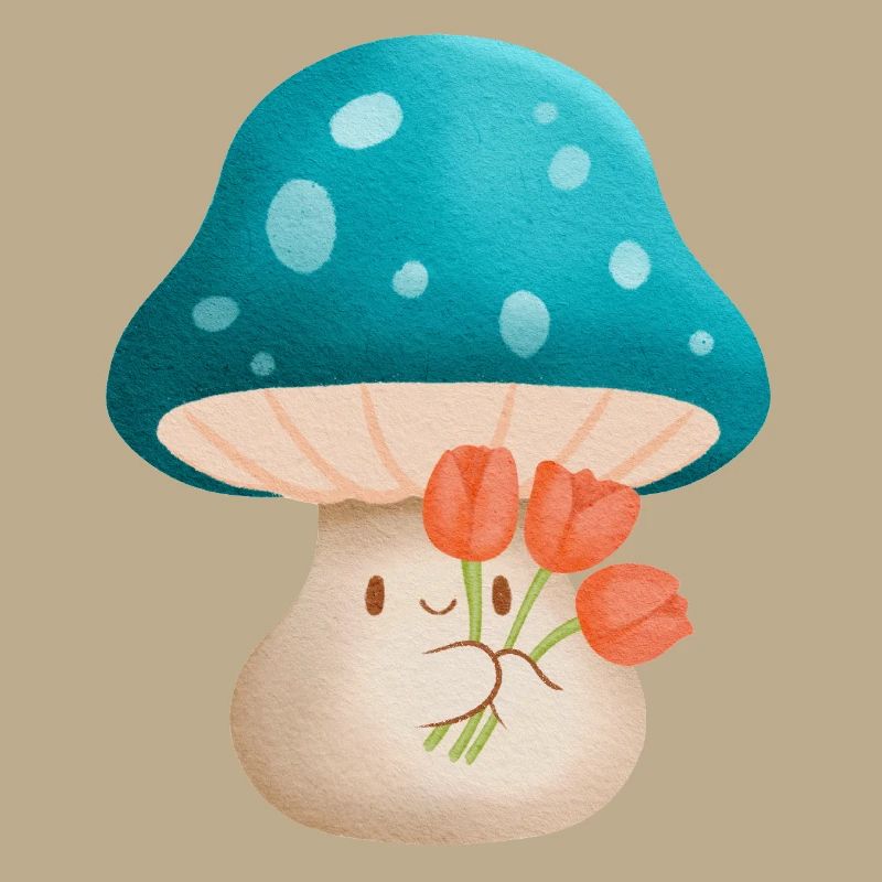 süßer Murshoom mit Blumen