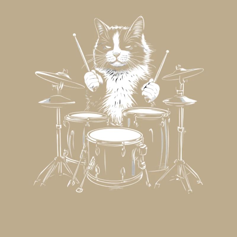 Cat Drummer Illustration: Cool Cat On
