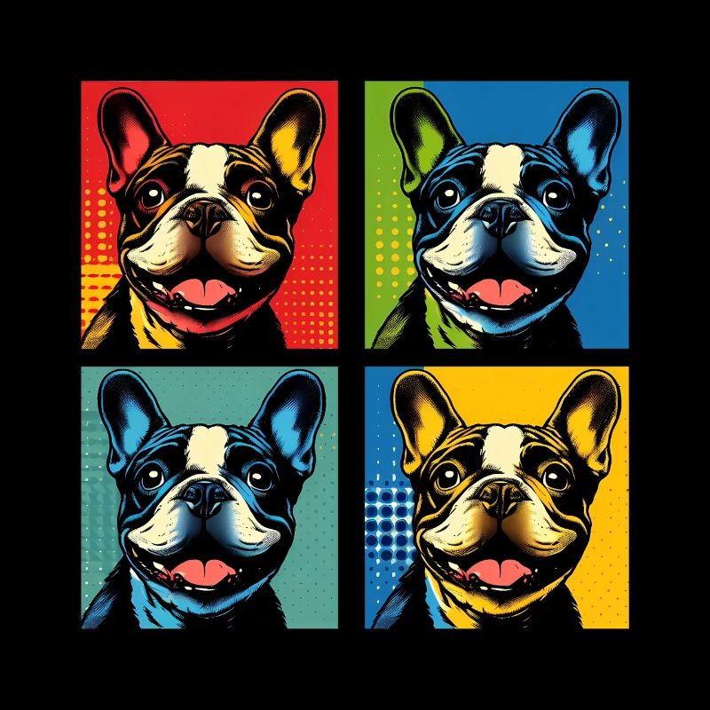 Frenchie Pop Art Bubbles, Pancake, Chonk, Nibbles