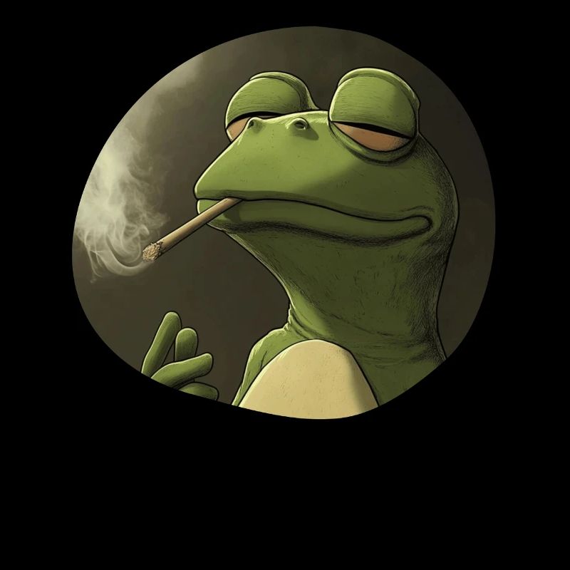 Psychedelischer Kiffer‑Frosch raucht Weed pur