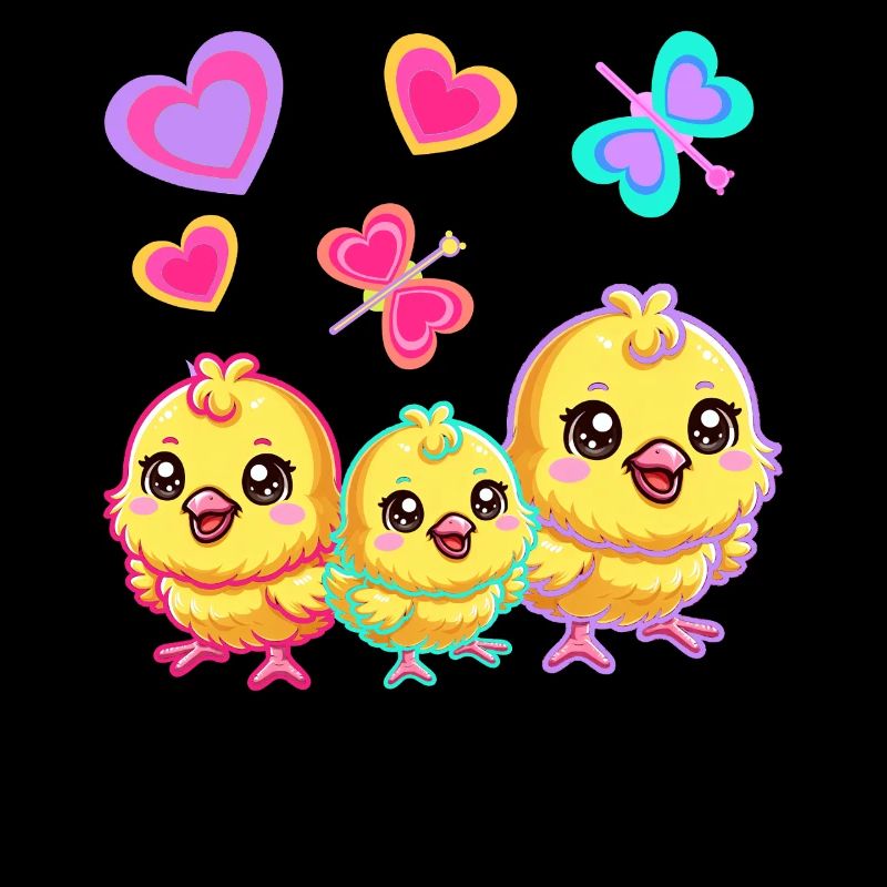 Retro Easter Chick Kids Child Baby 80s 90s