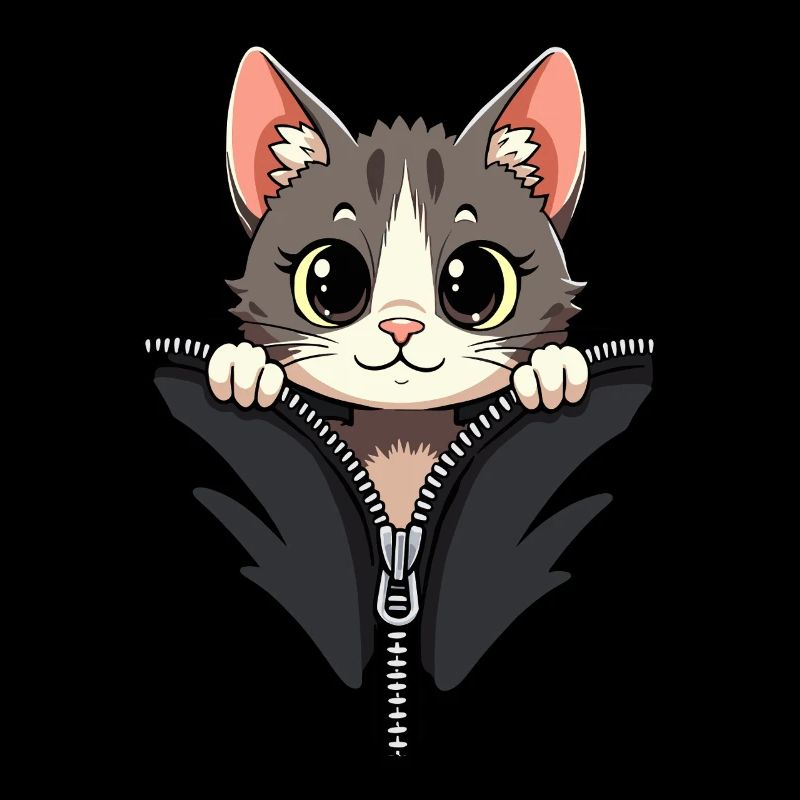 Chat curieux derrière une fermeture éclair