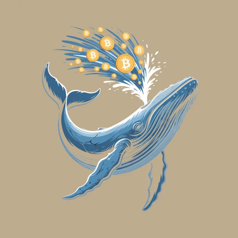 Crypto whale with Bitcoin coins splash water
