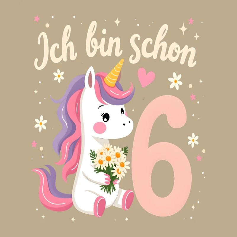 Süßes Einhorn 6. Geburtstag für Mädchen