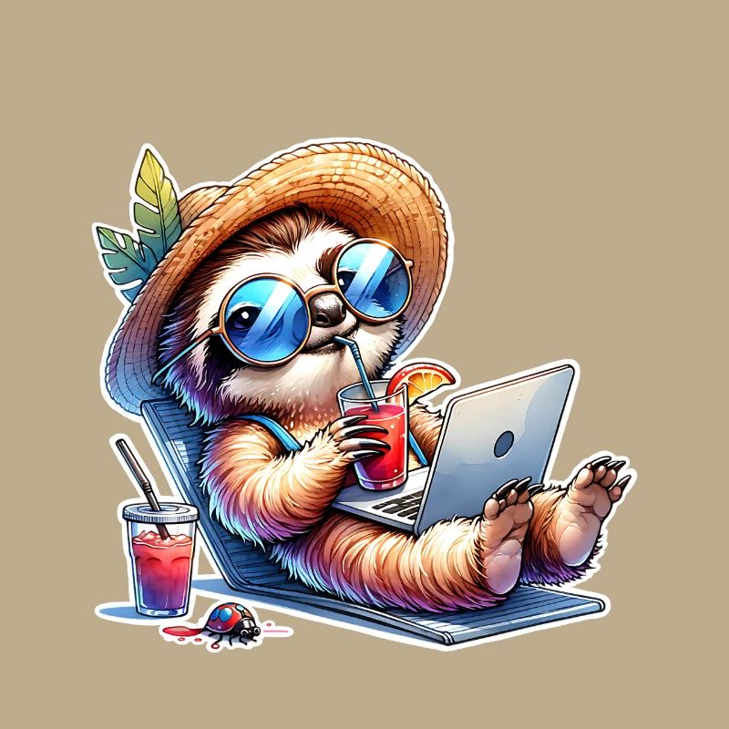 Faultier Laptop Cocktail Arbeit