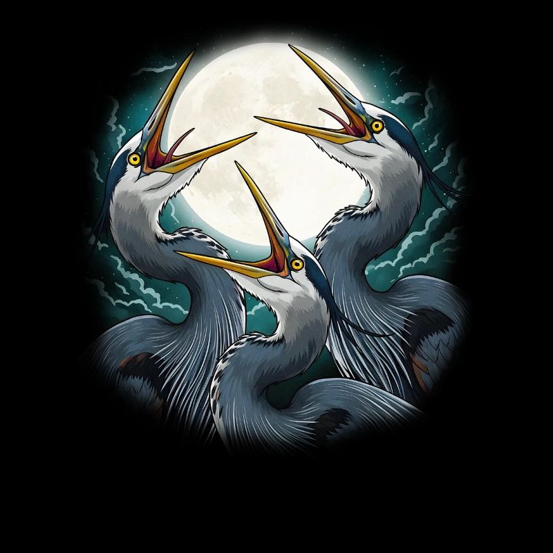 Three Blue Heron Moon Howl