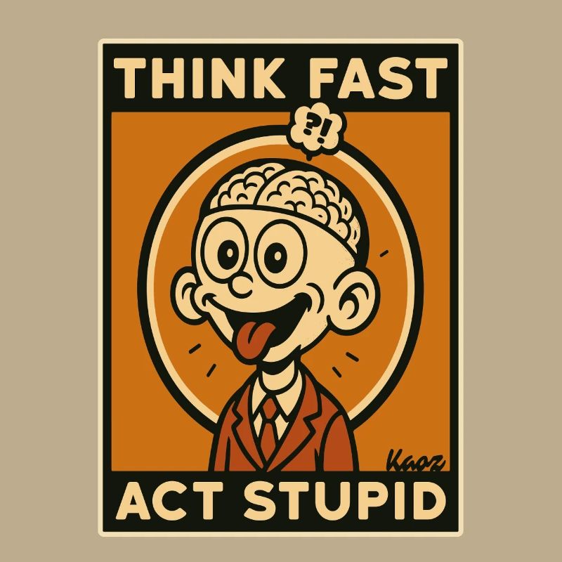 Comic Man with Brain and Tongue Out
