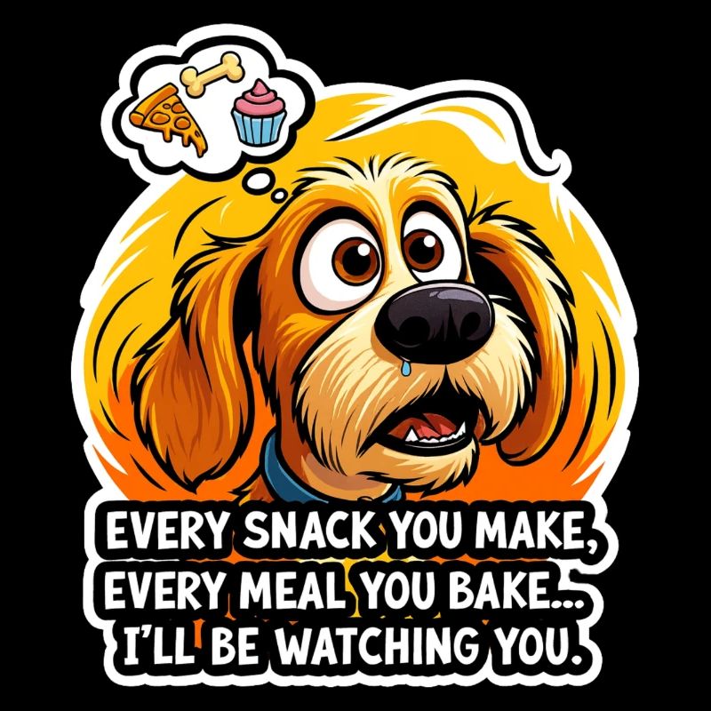 Cuddly dog with snack thoughts