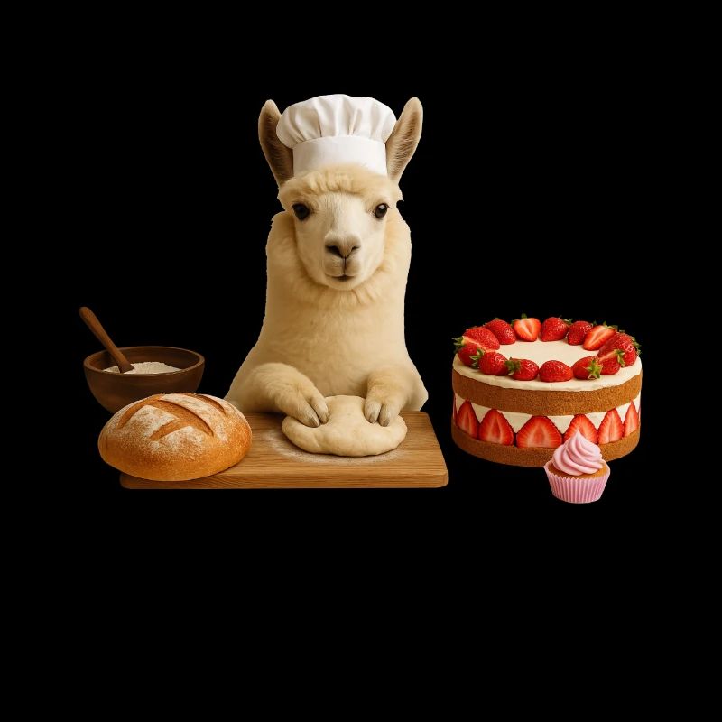 Llama Baking Cake Bread