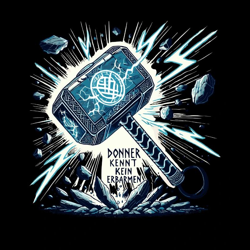 Wikinger Design mit mystischen Runen Thor Hammer