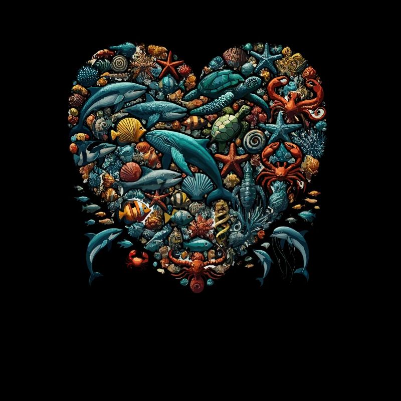 Sea Animals Heart Shape Ocean Love