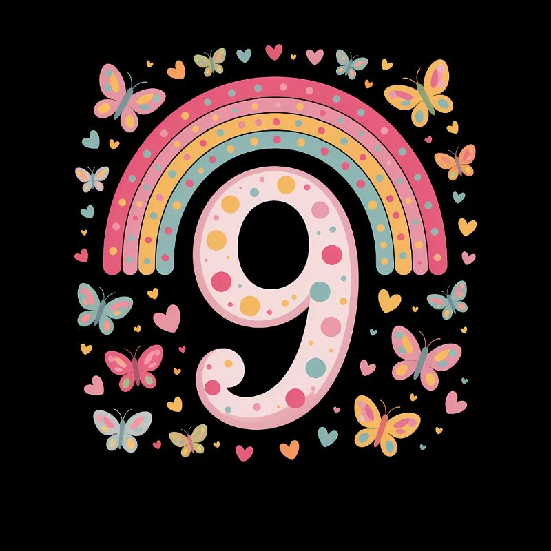 Regenbogen Schmetterling 9. Geburtstag Mädchen