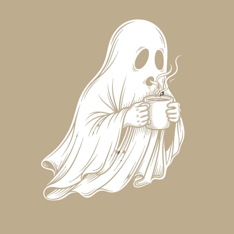 Ghost with coffee cup illustration