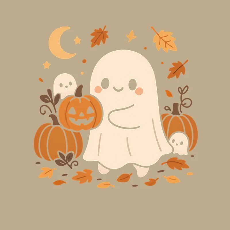 Halloween Geist mit Kürbissen