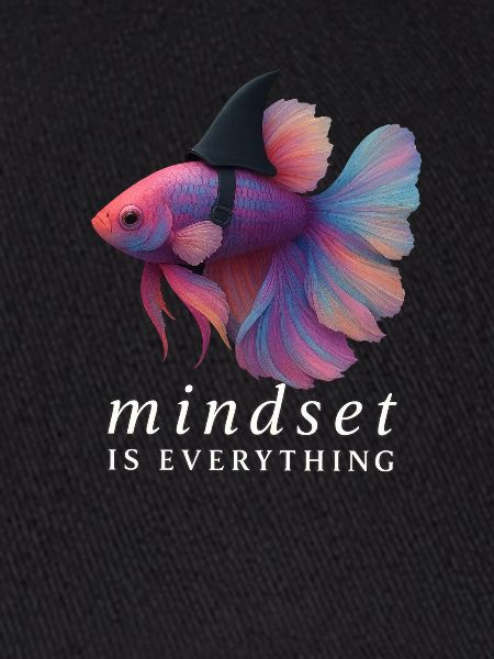 Mindset Fighting Fish Helm, Motivationsspruch