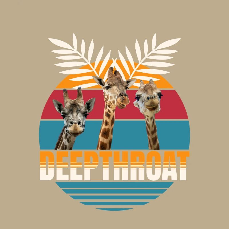 Girafes dans un coucher de soleil rétro DEEPTHROAT