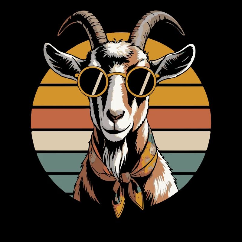 Retro Goat Head with Sunglasses
