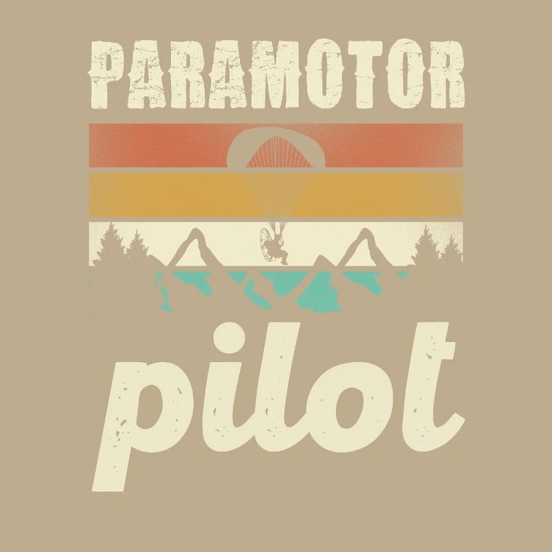 Paramotor Pilot Retro Sunset