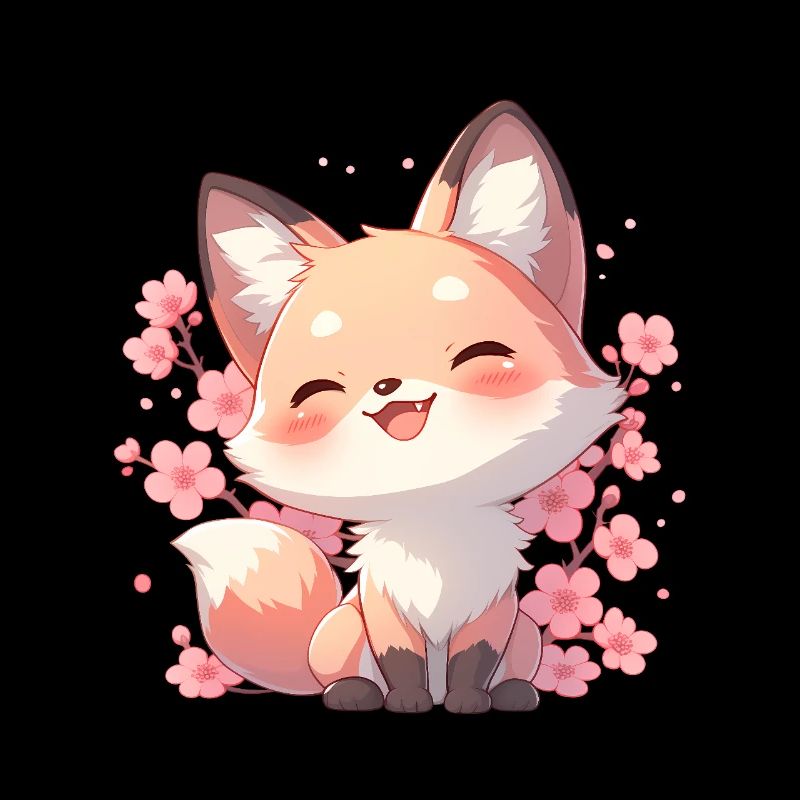 Kawaii Fox Sakura - Japan Style Chibi Design