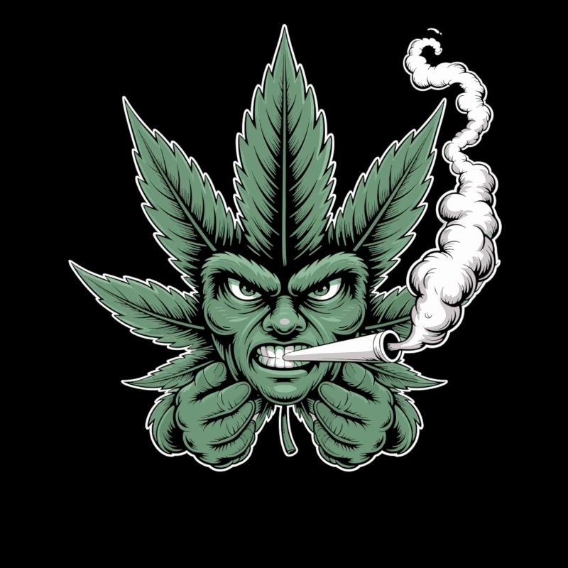 Weed Shirt – Cannabis Blatt Gesicht Kiffer