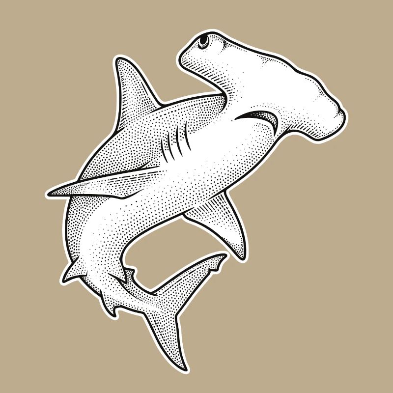 Hammerhead Shark Dot Illustration