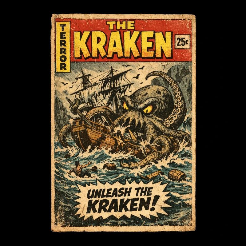 Kraken Seeungeheuer Vintage Comic