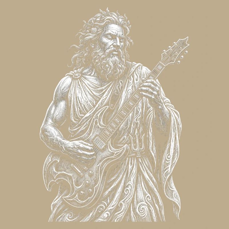 Poseidon plays guitar
