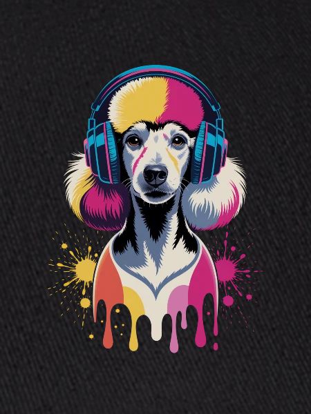Caniche avec un casque