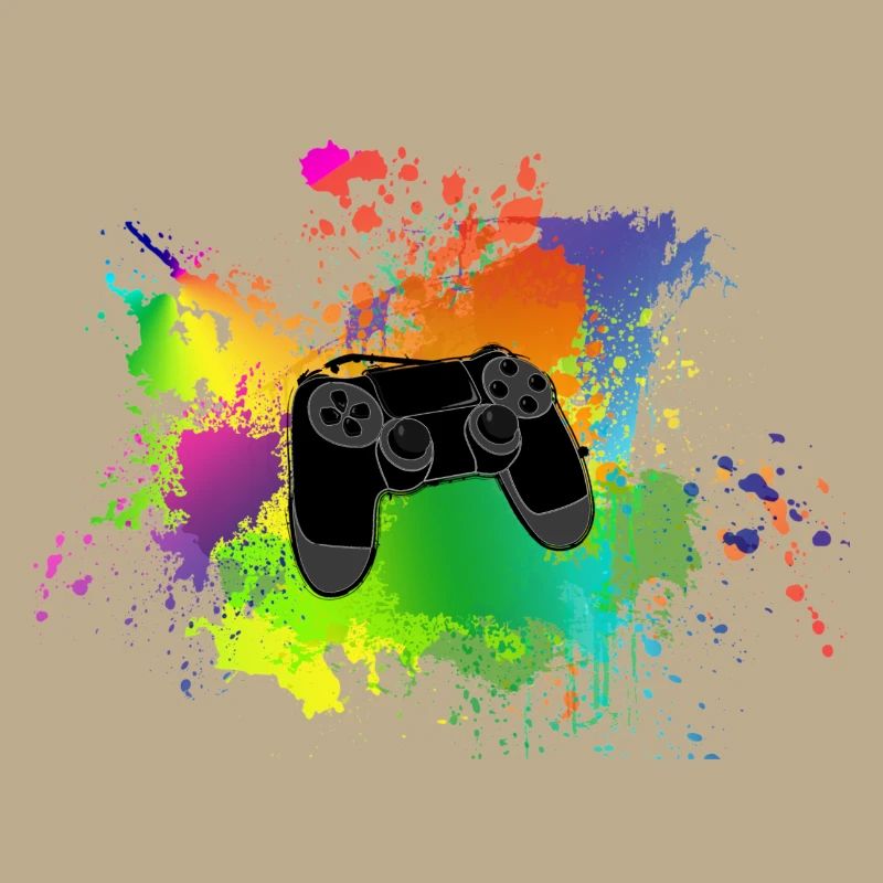 Controller Farbklecks Bunt Gaming Geschenk Idee